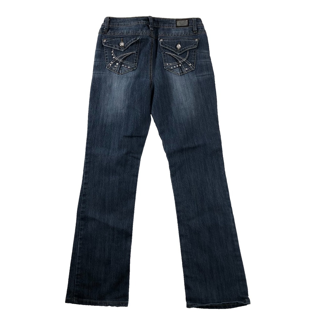 Earl Jean Jeans Women's Size 8 Denim Straight Embellished Bling Y2K Western Glam - Picture 4 of 12